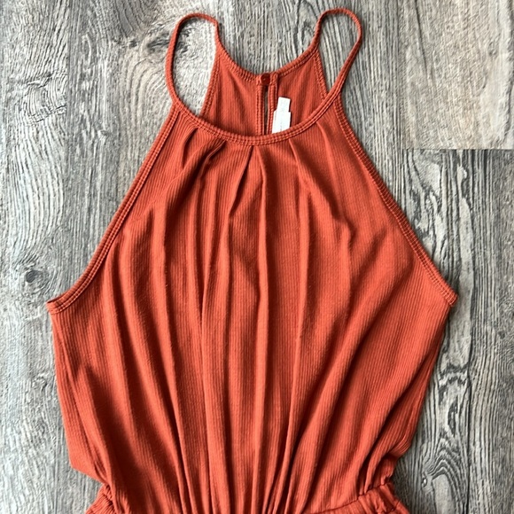 All In Favor Jumpsuit Orange Romper Jumpsuit Size Extra Small High Neck Pockets - Picture 7 of 12